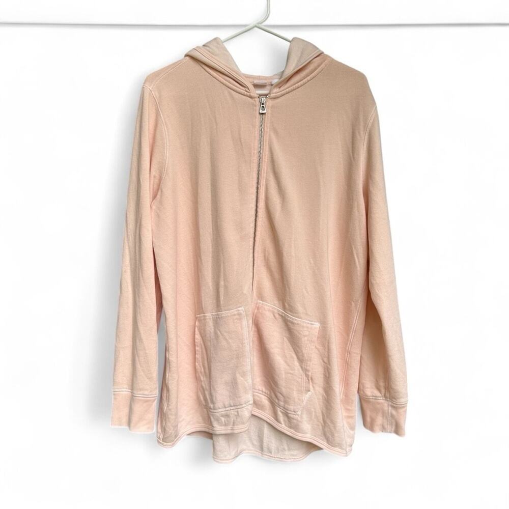 Gap Terry Long Hoodie Full Zip Lightweight Sweatshirt Light Pink XL